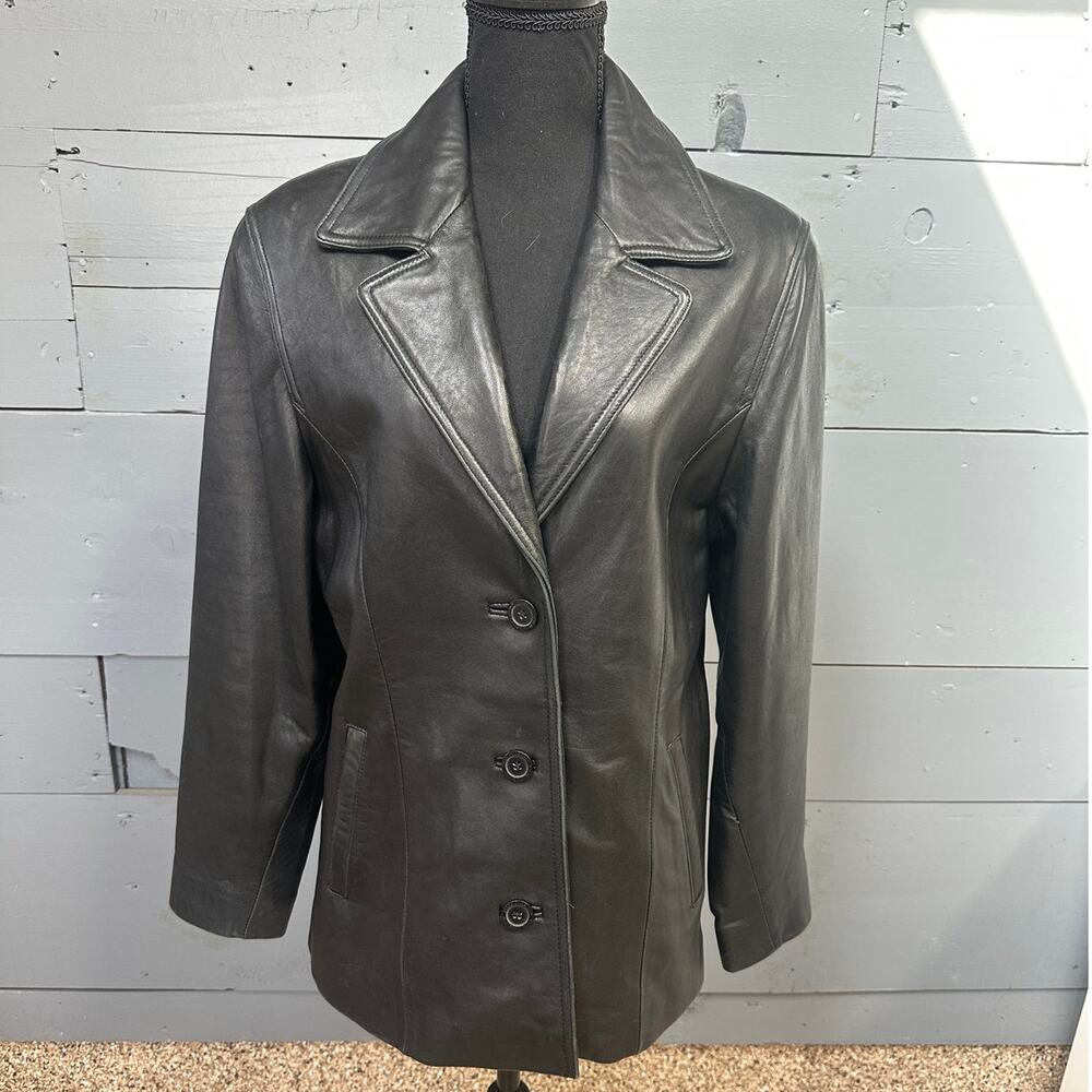Adler Collection Black Lambskin Leather Jacket Size Large
